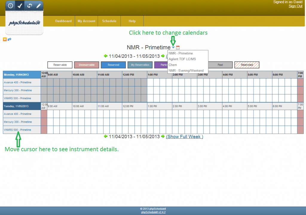 Reservation choose schedule-edit