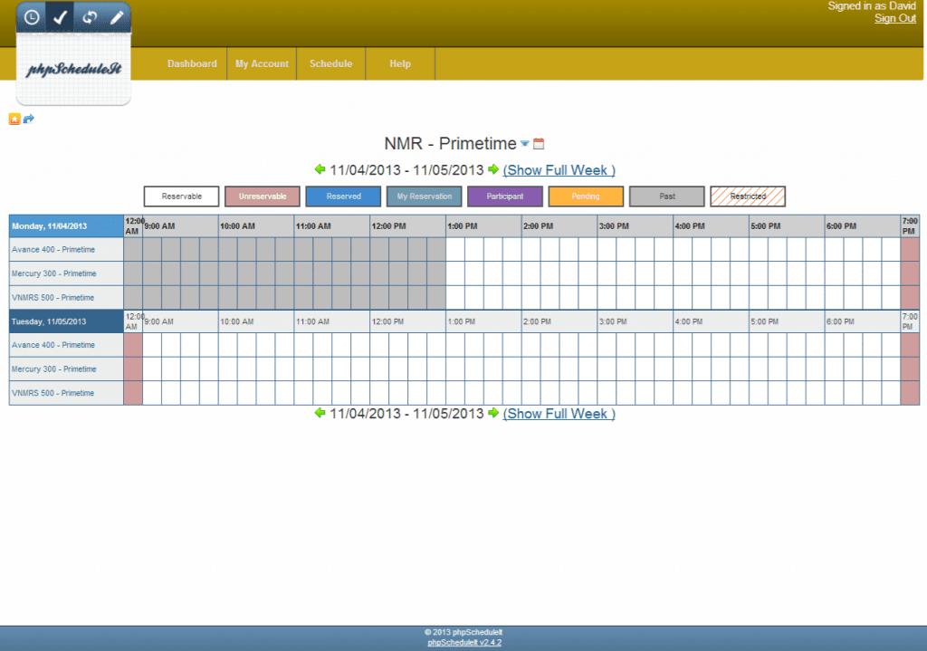 Reservation Tutorial schedule